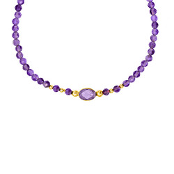 Βραχιόλι με Κ14  χρυσά στοιχεία και αμέθυστο - F124146